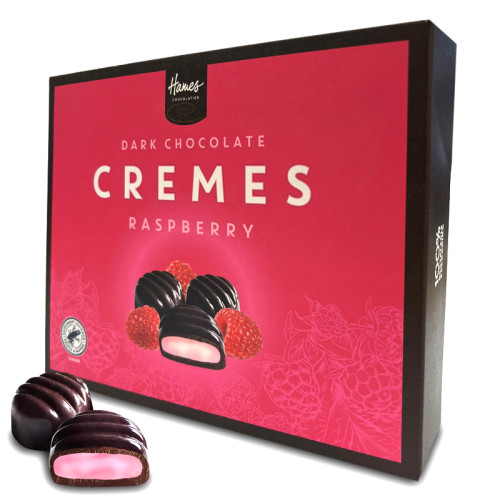 Hames - Dark Chocolate Fondant Raspberry Cremes RA MB Cocoa