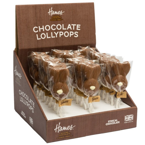 Hames - Milk Chocolate Easter Bunny Face Lollipop with a White Chocolate Nose