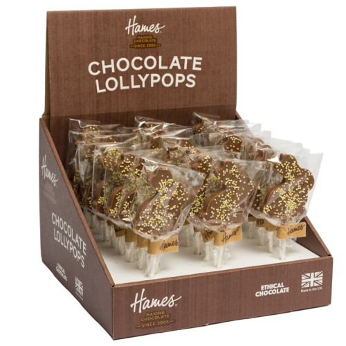 Hames - Milk Chocolate Easter Bunnyy Lollipop Decorated with Yellow Sprinkles