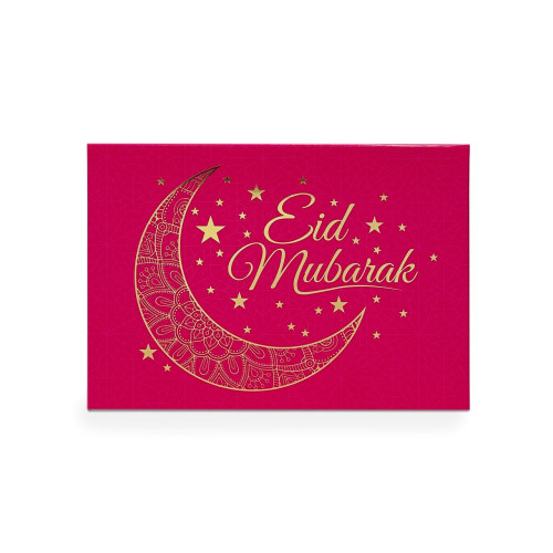Pink Chocolate Box Lid with Gold Eid Mubarak Design