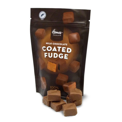 Hames Everyday Chocolate Munch Pouch - Milk Chocolate Coated Fudge Rainforest Alliance MB Cocoa & 100 % Recyclable Pouch 100g