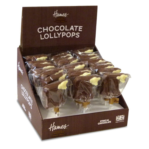 Hames - Milk Chocolate Farmyard Cow Lollipop with White Chocolate Decoration