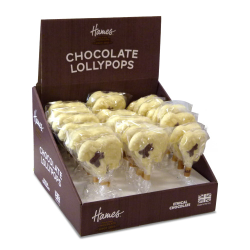 Hames - White Chocolate Farmyard Sheep Lollipop with Milk Chocolate Decoration