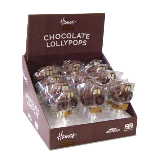 Hames - Milk Chocolate Farmyard Tractor Lollipop with White and Dark Chocolate Decoration