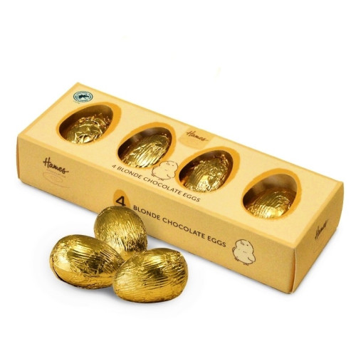 Hames &acirc; 4 Blonde Chocolate Eggs Rainforest Alliance MB Cocoa