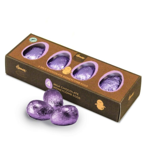 Hames &acirc; 4 Hollow Milk Chocolate Egg with Honeycomb Inclusions 60g RA MB Cocoa