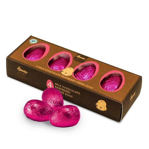 Hames &acirc; 4 Milk Chocolate Raspberry Creme Eggs Rainforest Alliance MB Cocoa