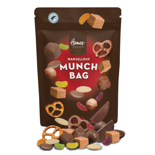 Hames Everyday Chocolate Pouch - Marvellous Munch Bag Rainforest Alliance MB Cocoa & 100 % Recyclable Pouch 100g