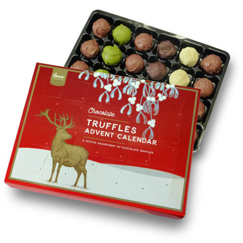 Festive Stag - Milk, Dark & White Assorted Chocolates Truffles Advent Calendar x Outer of 6