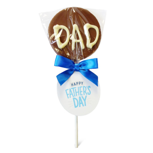 Milk Chocolate with Hand Piped White Chocolate "DAD" Lollipop