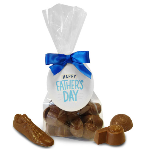 Happy Father's Day Solid Milk Chocolate Football, Whistle & Football Boots Shapes Finished with "Happy Father's Day" Swing Tag & Twist Tie Bow 150g