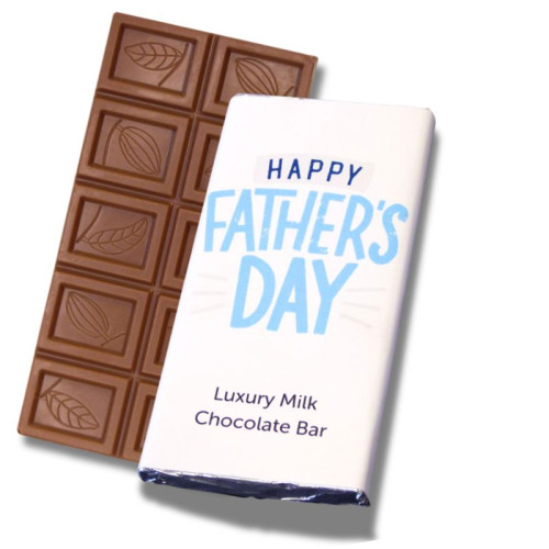 60g Milk Chocolate Bar Wrapped in Silver Foil and Finished with Happy "Father&acirc;s Day" Wrapper 
