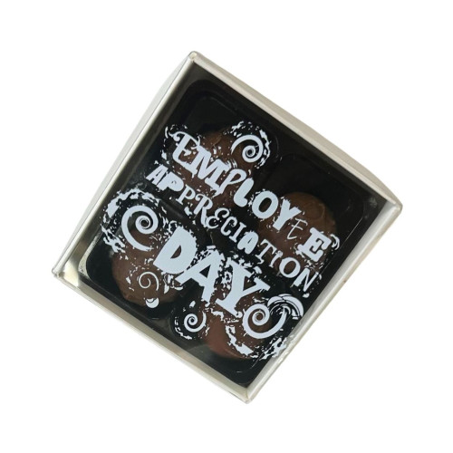 International Day - Employee Appreciation Day 4 Indulgent Truffles Presented in a White Box Finished with a Printed Clear PVC Lid