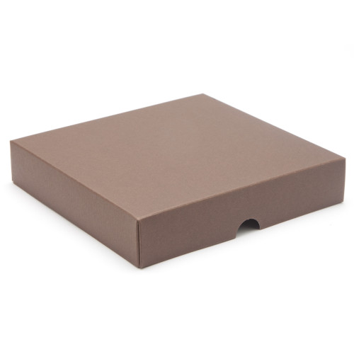 ElegantÂ Texture-Embossed Matt FinishÂ 16 Choc Square Wibalin Gift Box LidÂ Only 159mm x 148mm x 32mm in Brown