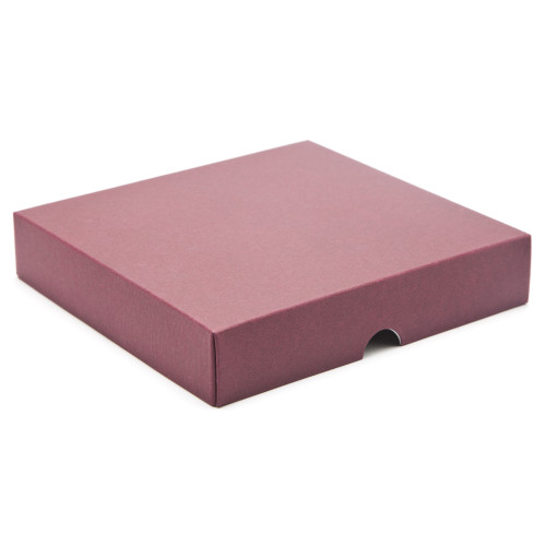 ElegantÂ Texture-Embossed Matt FinishÂ 16 Choc Square Wibalin Gift Box LidÂ Only 159mm x 148mm x 32mm in Burgundy