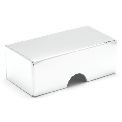 Fold-Up 2 Chocolate Box Lid Only 78mm x 41mm x 32mm in Bright Silver