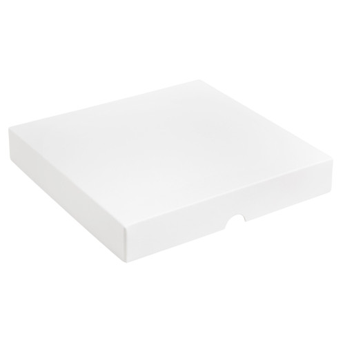 ElegantÂ Texture-Embossed Matt Finish 25 Choc Square Wibalin Gift Box LidÂ Only 198mm x 183mm x 32mm in White