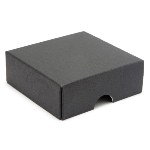 ElegantÂ Texture-Embossed Matt Finish 4 Choc Square Wibalin Gift Box LidÂ Only 82mm x 78mm x 32mm in Black