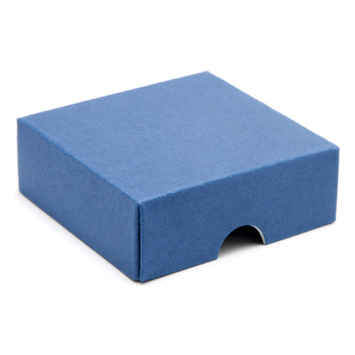 ElegantÂ Texture-Embossed Matt Finish 4 Choc Square Wibalin Gift Box LidÂ Only 82mm x 78mm x 32mm in Blue