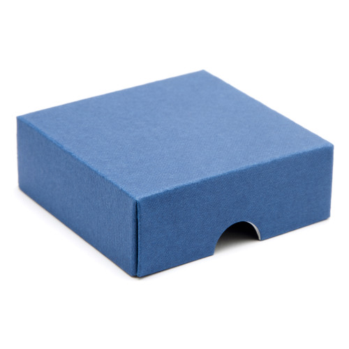 Elegant&Acirc;&nbsp;Texture-Embossed Matt Finish 4 Choc Square Wibalin Gift Box Lid&Acirc;&nbsp;Only 82mm x 78mm x 32mm in Blue