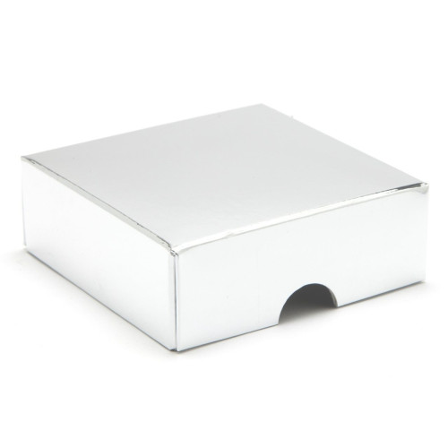 Fold-Up 4 Chocolate Box Lid Only 78mm x 82mm x 32mm in Silver
