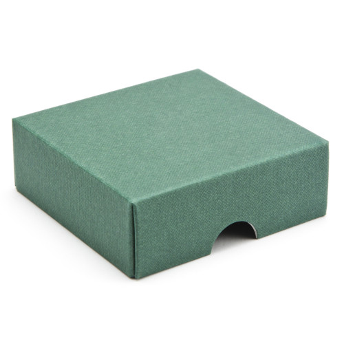 ElegantÂ Texture-Embossed Matt Finish 4 Choc Square Wibalin Gift Box LidÂ Only 82mm x 78mm x 32mm in Green