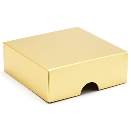 Fold-Up 4 Chocolate Box Lid Only 78mm x 82mm x 32mm in Bright Gold