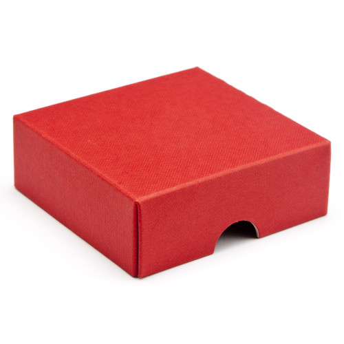 ElegantÂ Texture-Embossed Matt Finish 4 Choc Square Wibalin Gift Box LidÂ Only 82mm x 78mm x 32mm in Red