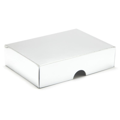 Fold-Up 6 Chocolate Box Lid Only 112mm x 82mm x 32mm in Bright Silver
