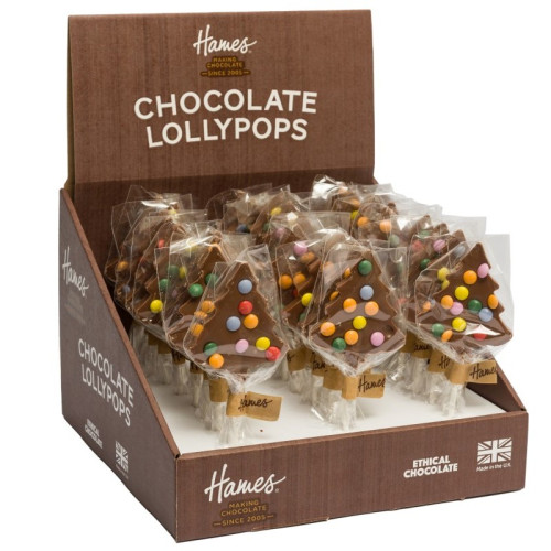 Hames - Milk Chocolate Christmas Tree Lollipop Decorated with Mini Candy Beans