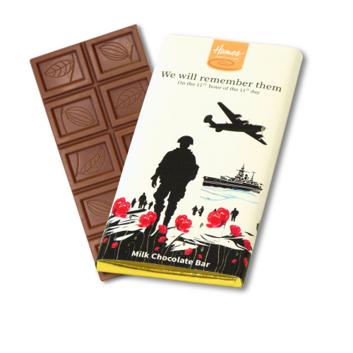 International Day - 60g Milk Chocolate Bar with a Remembrance Day Poppy Design