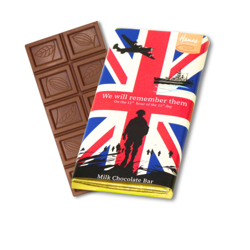 International Day - 60g Milk Chocolate Bar with a Union Jack Remembrance Design