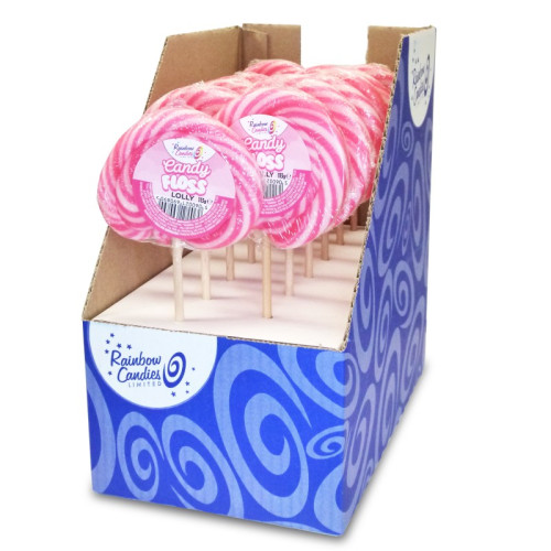 www.HamesChocolates.co.uk - Rock Wheel Lollipop - Candy Floss x Outer of 12