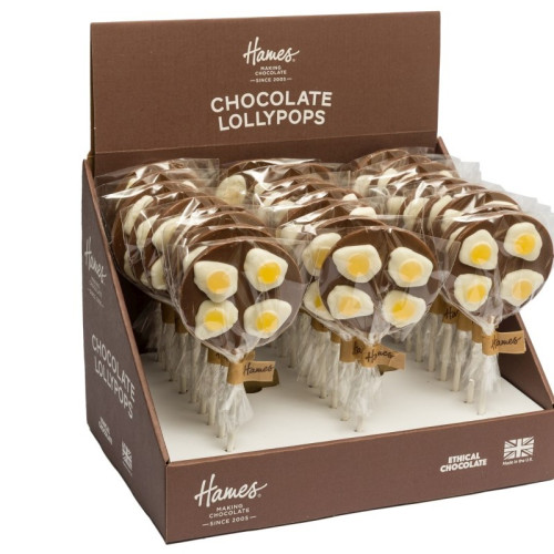Hames - Luxury Spotty Lollies Milk Chocolate Lollipops Decorated with Foam Eggs