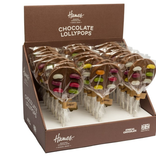 Hames - Luxury Spotty Lollies Milk Chocolate Lollipops Decorated with Jelly Beans
