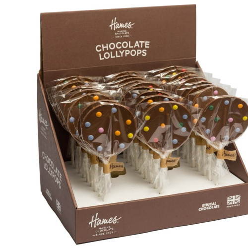 Hames - Luxury Spotty Lollies Milk Chocolate Lollipops Decorated with Mini Candy Beans