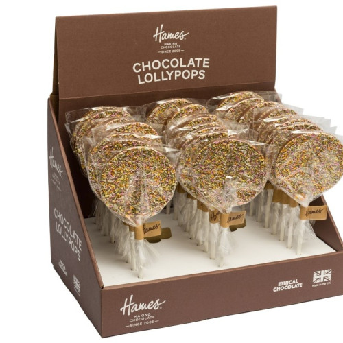 Hames - Luxury Spotty Lollies Milk Chocolate Lollipops Decorated with Sprinkles