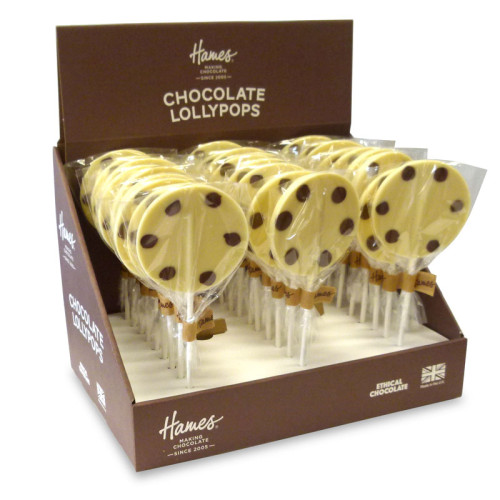 Hames - Luxury Spotty Lollies White Chocolate Lollipops Decorated with Milk Buttons