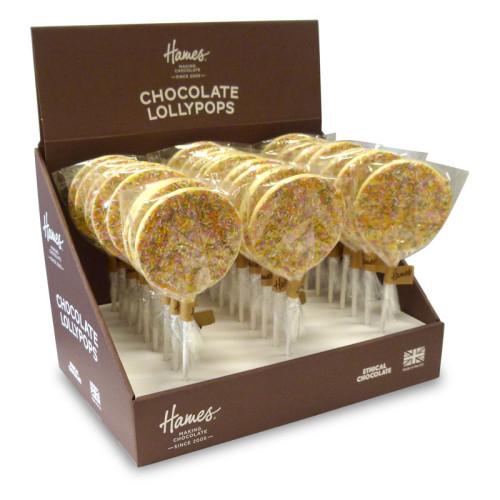 Hames - Luxury Spotty Lollies Milk Chocolate Lollipops Decorated with Sprinkles