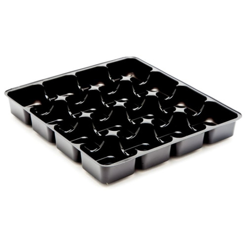 Black 16 Cav Square Insert Tray (4 rows of 4 config) for Square Wibalin Box 159mm x 148mm