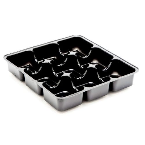 Gold 9 Cav Truffle Insert Tray 250micron APET 3 rows of 3 config for Square Wibalin Box 120mm x 112mm