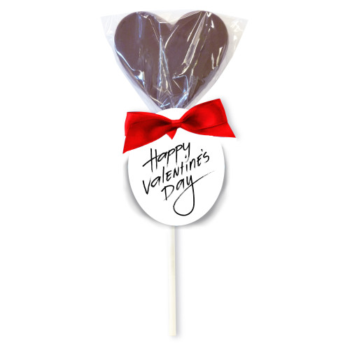 Hames - Milk Chocolate Heart Lollipop Finished with a Red Twist Tie Bow and an "Happy Valentines Day"