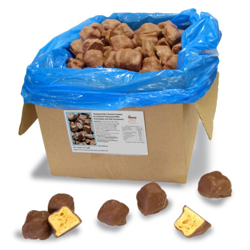 Hames Wholesale - Sea Salted Caramel Flavoured Milk Chocolate Covered Honeycomb Pieces 2.8Kg Box