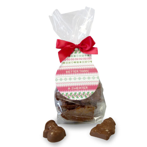 Christmas Jumper - Milk Chocolate Christmas Shapes Finished with a Swing Tag & Twist Tie Bow 150g 