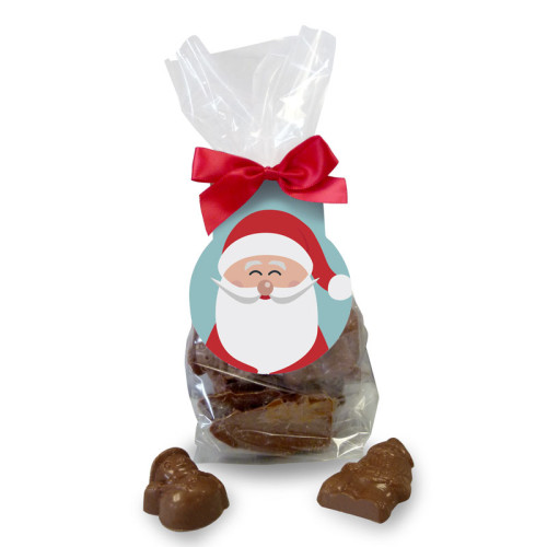 Ho-Ho-Ho!! Jolly Father Christmas - Milk Chocolate Christmas Shapes Finished with a Swing Tag & Twist Tie Bow 150g