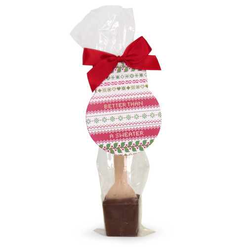 Merry Christmas - Milk Hot Chocolate Stirrers Finished with A Christmas Jumper Design Tag & Twist Tie Bow