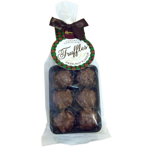 Luxury 6 Truffle Bag - Milk Chocolate with Hazelnut Flavour Truffle with Brown Twist Tie Bow & Swing Tag x Outer of 20