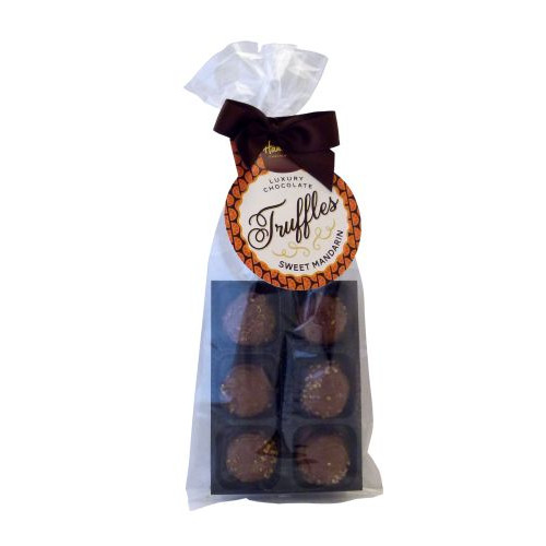 Luxury 6 Truffle Bag - Sweet Mandarin Truffle with Brown Twist Tie Bow & Swing Tag x Outer of 20