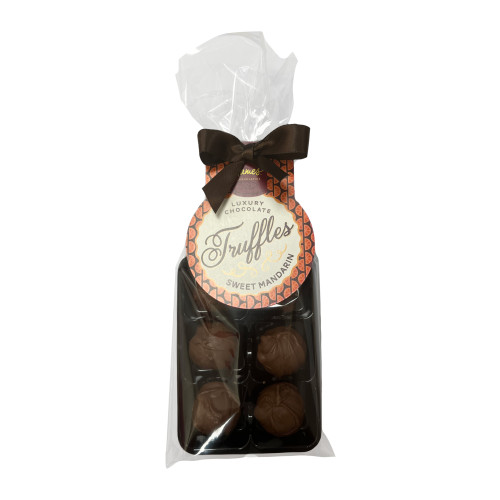 Luxury 6 Truffle Bag - Sweet Mandarin Truffle with Brown Twist Tie Bow & Swing Tag x Outer of 20