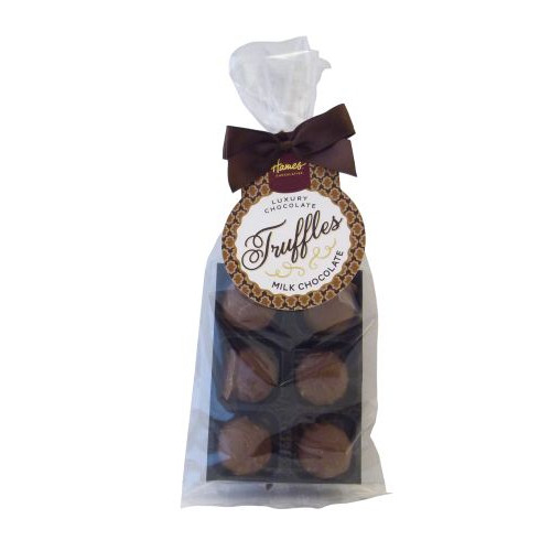 Luxury 6 Truffle Bag - Smooth Milk Truffle with Brown Twist Tie Bow & Swing Tag x Outer of 20
